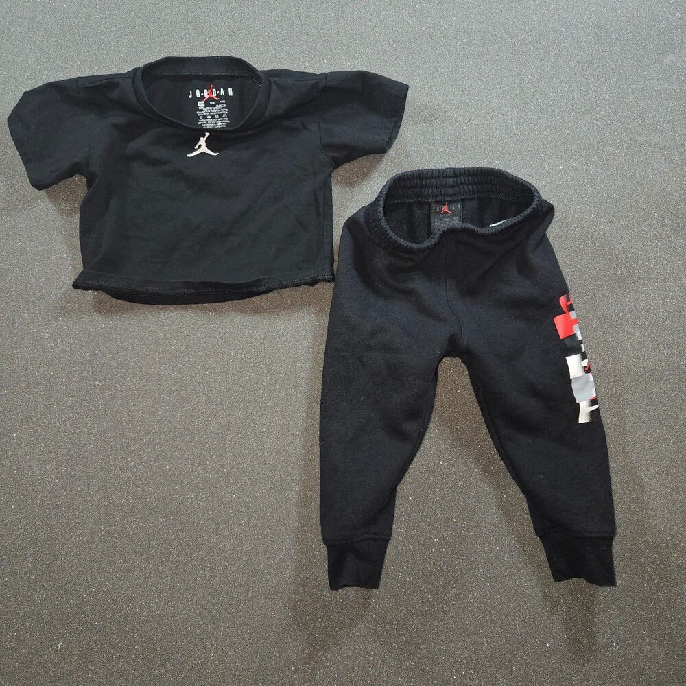 Jordan 2Pc Outfit Set 12M Black Jumpman Shirt Jogger Pants Baby